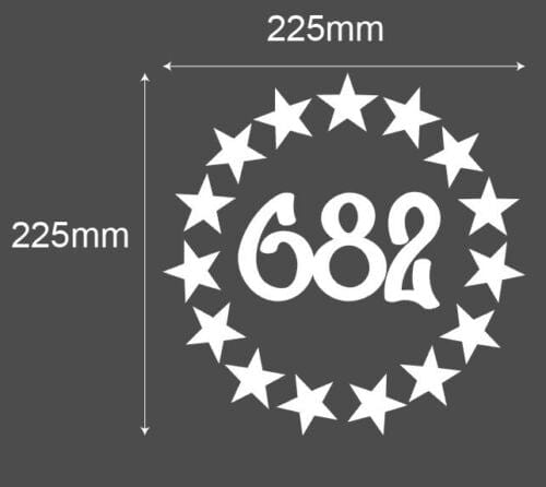 Cook Island Vinyl  White 15 Stars with 682 Inside Sticker 225 x 225mm