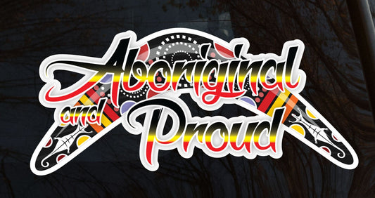 Aboriginal and Proud Car Sticker 200 x 90mm