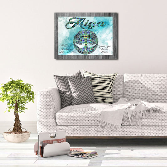 A3 Aiga Samoa Canvas Print Blue Background