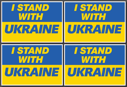 I Stand With Ukraine 4 Pack Vinyl Flag Sticker Set Each Sticker 150 x 100mm