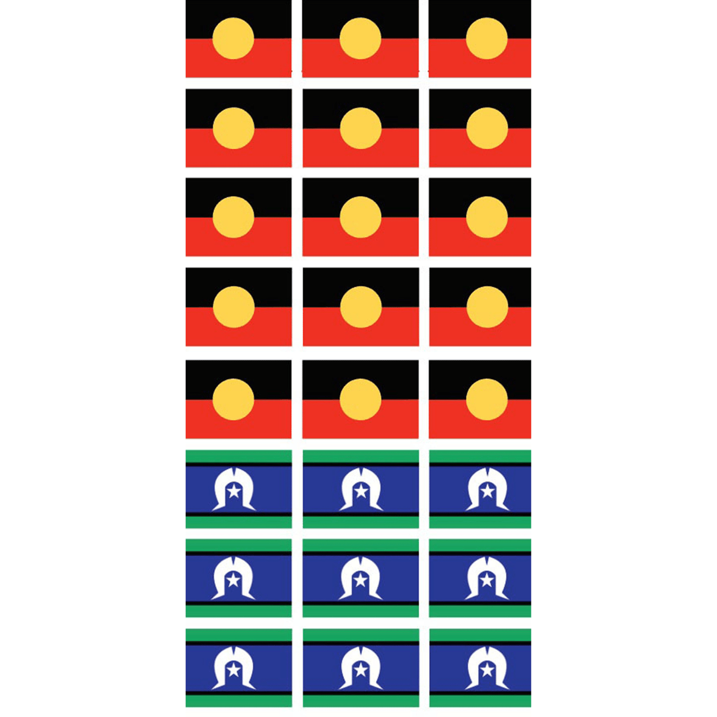 Sheet of 24 Aboriginal Flag and Torres Strait Vinyl Stickers each sticker is 33 x 22mm