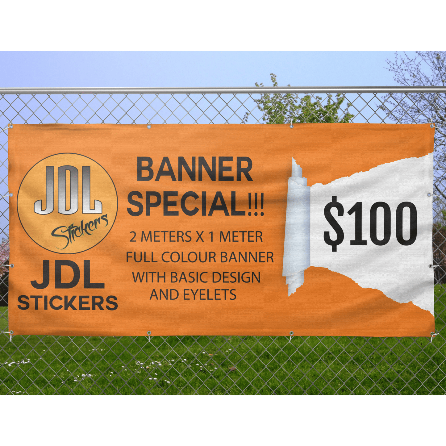 Banner 2 x 1m 510gsm Includes Eyelets and Basic Artwork