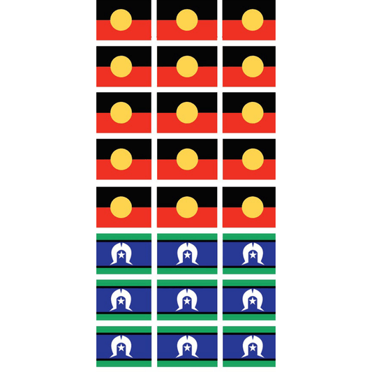 Sheet of 24 Aboriginal Flag and Torres Strait Vinyl Stickers each sticker is 33 x 22mm