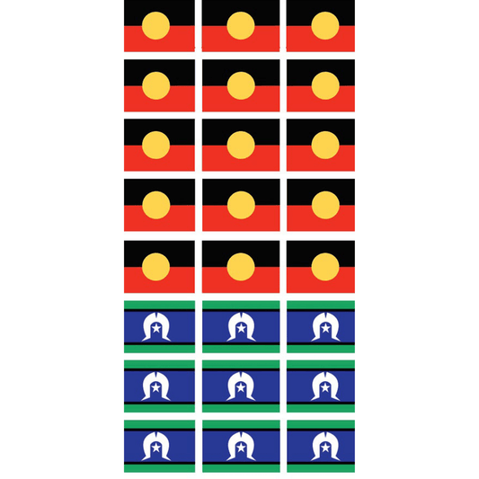 Sheet of 24 Aboriginal Flag and Torres Strait Vinyl Stickers each sticker is 33 x 22mm