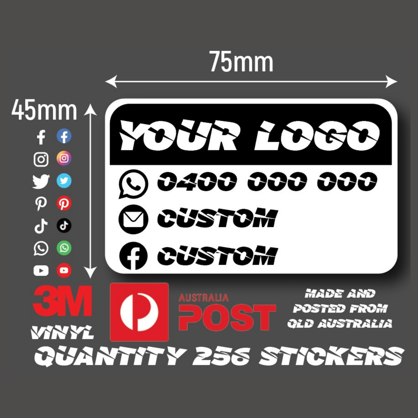 Electrician Customised Vinyl Stickers Each 75 x 45mm Total 256 Stickers