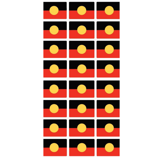 Sheet of 24 Aboriginal Flag Vinyl Stickers each sticker is 33 x 22mm