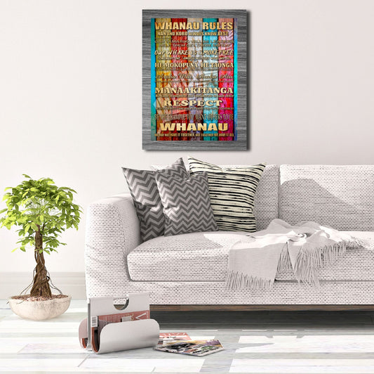 A3 New Zealand Whanau Rules Canvas Print