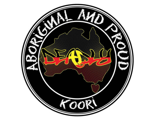 Aboriginal and Pround Deadly Koori Car Sticker 100 x 100mm