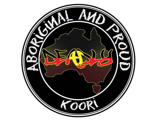 Aboriginal and Pround Deadly Koori Car Sticker 100 x 100mm