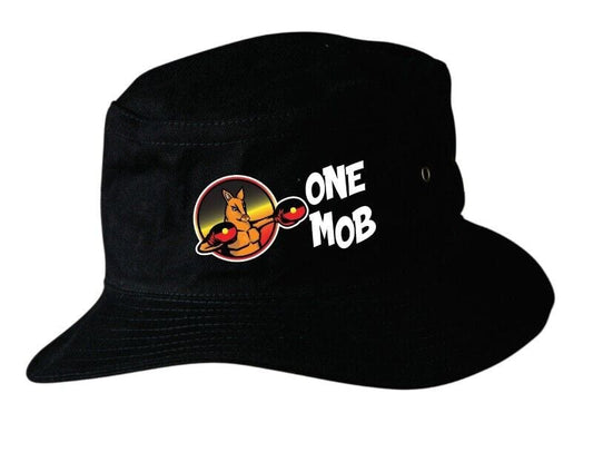 Aboriginal Flag Boxing Kangaroo One Mob Soft Cotton Bucket Hat.