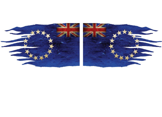 Cook Islands Flag Twin Pack 15 Stars Car Sticker 17 x 10cm or 30 x 17cm