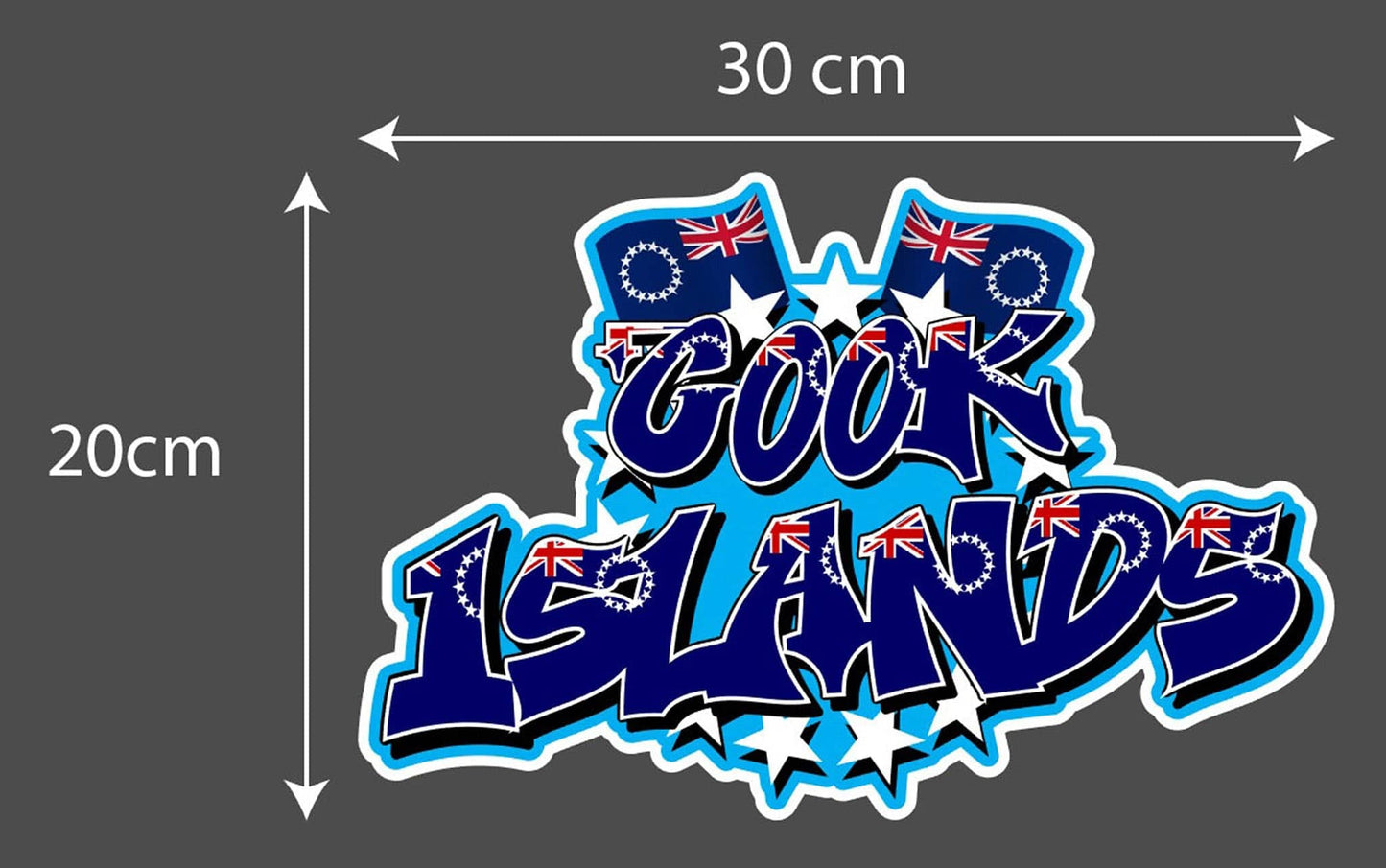 Cook Islands Vinyl Waterproof Car Sticker 15 x 10cm or 30 x 20cm
