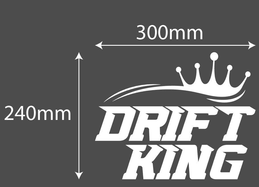 Drift King White Decal Sticker 130 x 105mm or 300 x 240mm
