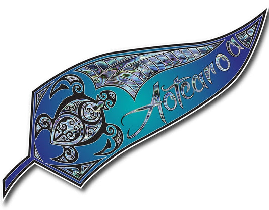 New Zealand Aotearoa Turtle Paua and White, Blue or Grey Colours 60 x 185mm