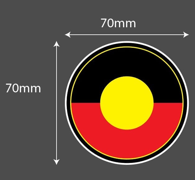 Aboriginal Flag Round Waterproof Vinyl Sticker Packs each Sticker 70 x 70mm