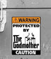 Man Cave Vinyl Sticker Protected By The Godmother 100 x 130mm