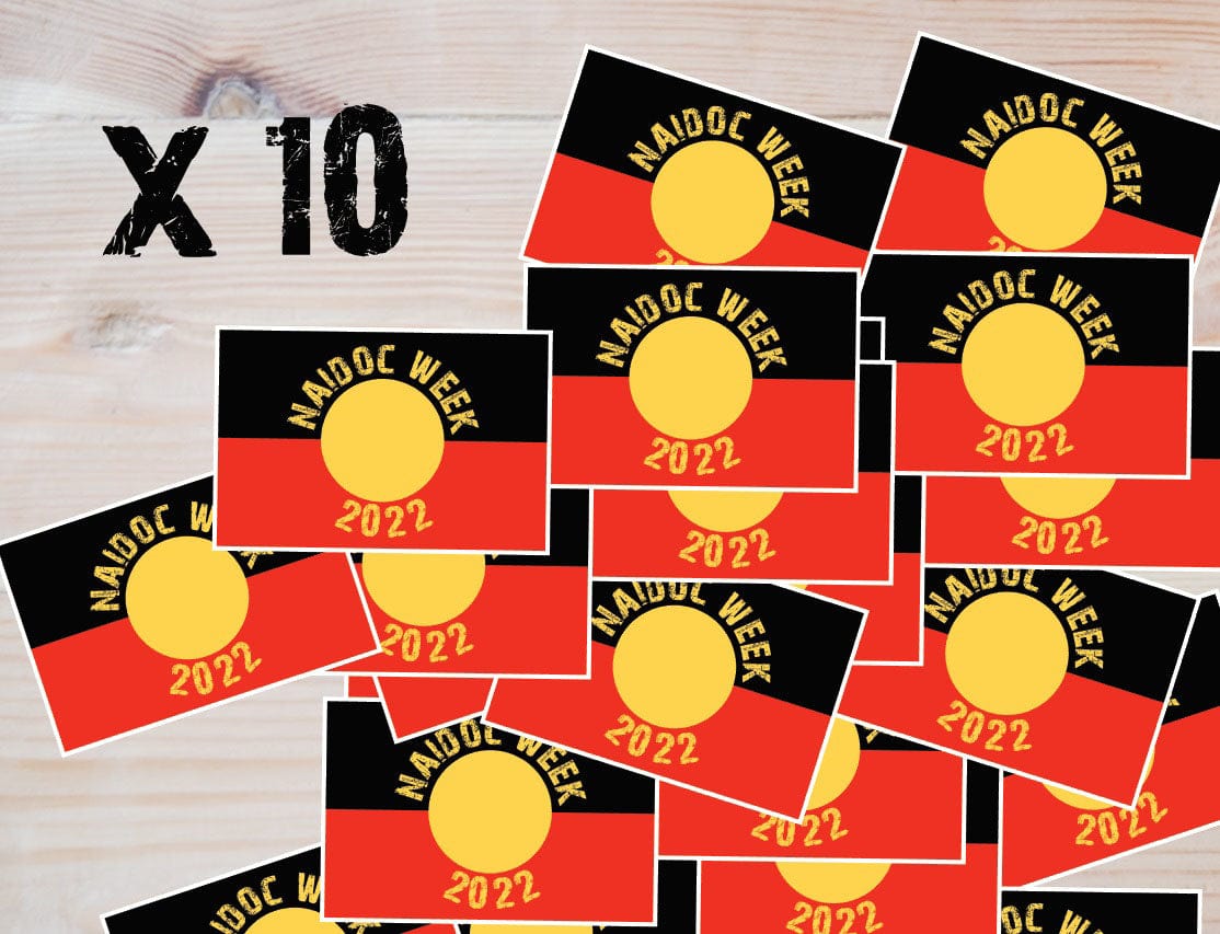 Aboriginal Flag 100 x 65mm NAIDOC Week Waterproof Vinyl Sticker Packs