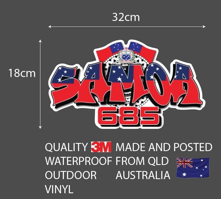 Samoan 685 Shield Vinyl Sticker  18 x 10cm and 32 x 18cm