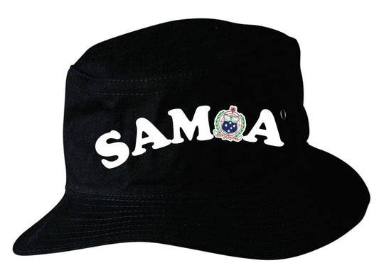 Samoa White Writing with Samoa Shield Soft Cotton Bucket Hat