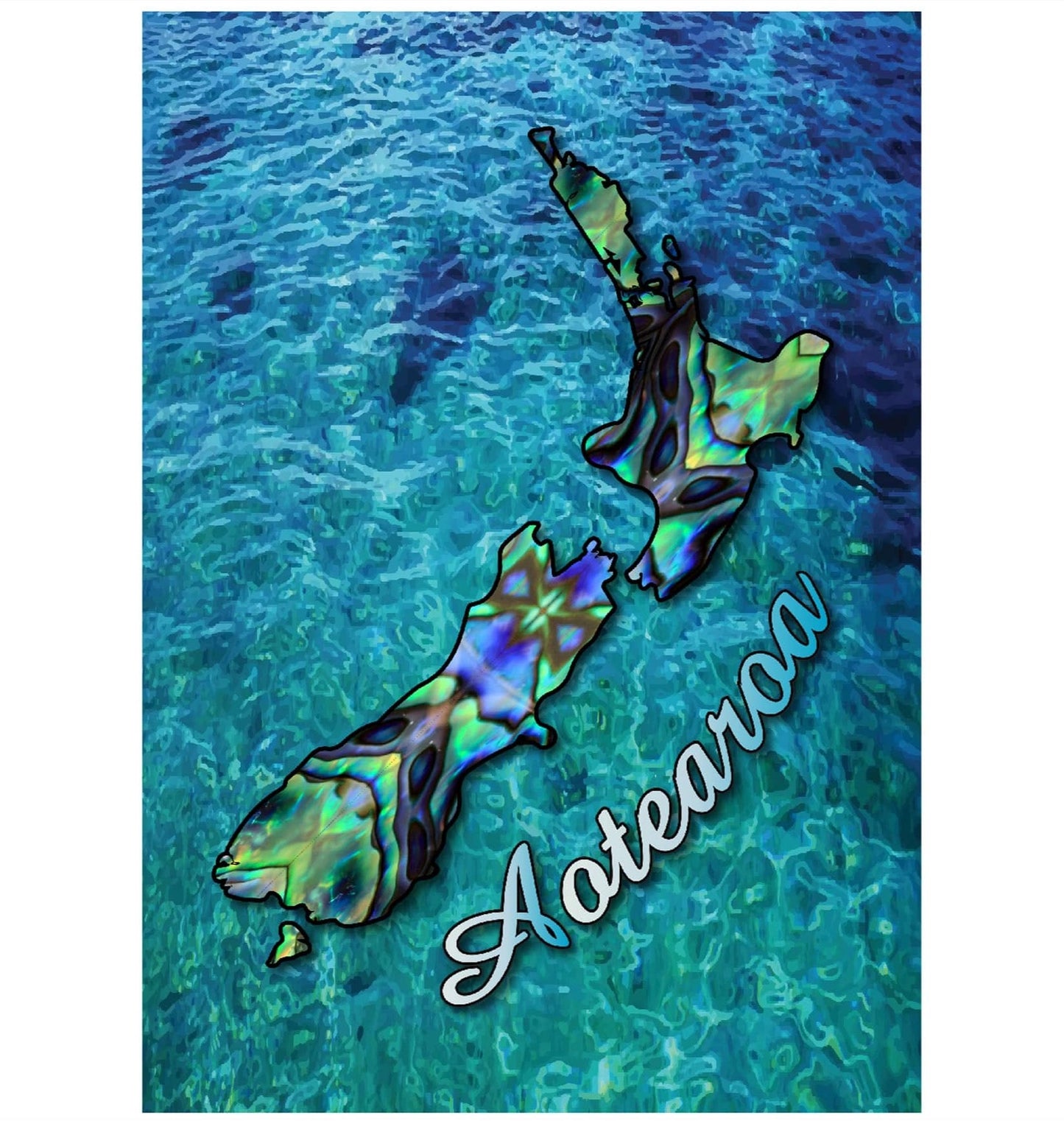 A3 New Zealand Map with Ocean Background Canvas Print
