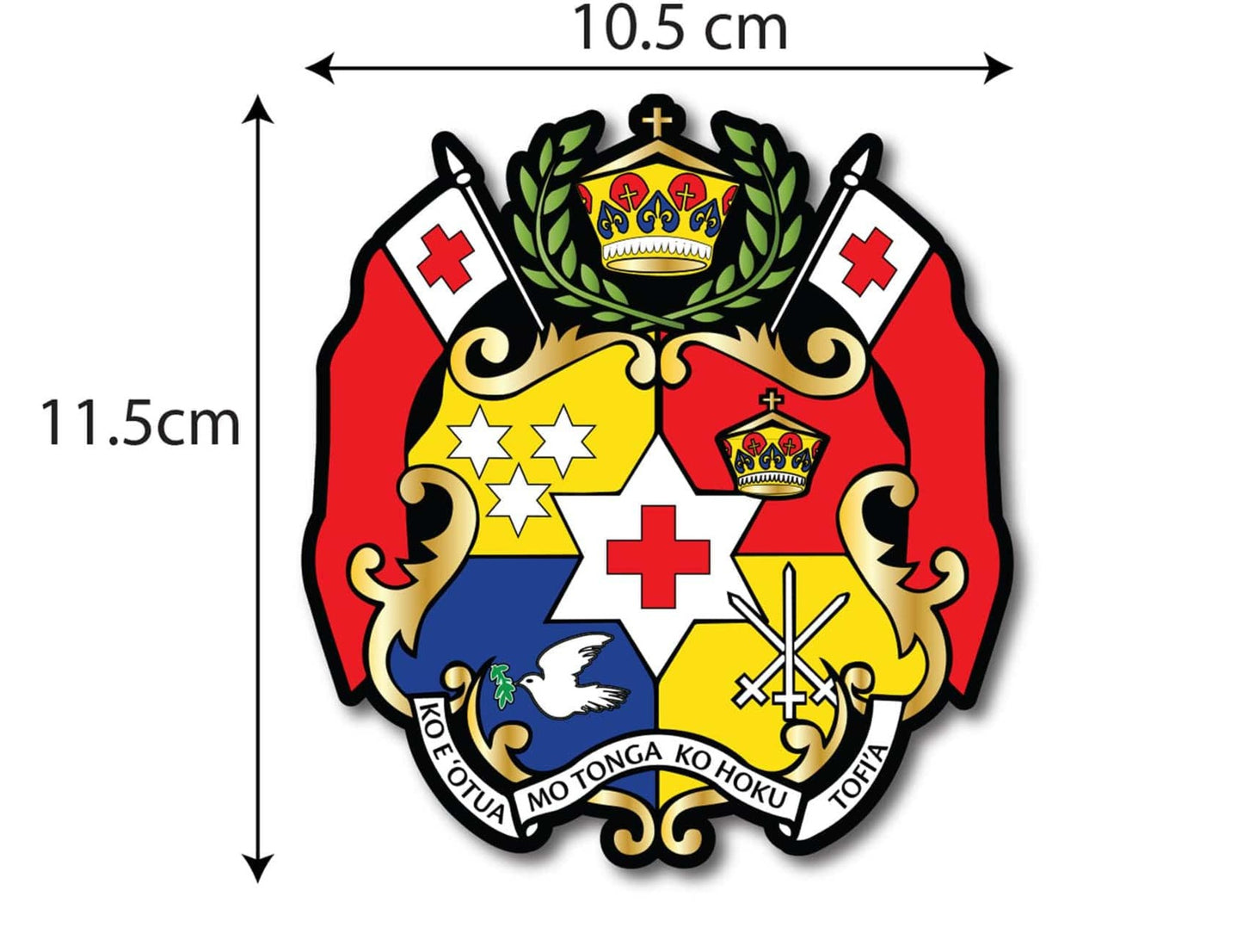 Tonga Four Pack Coat Of Arms Black Outline Car Sticker