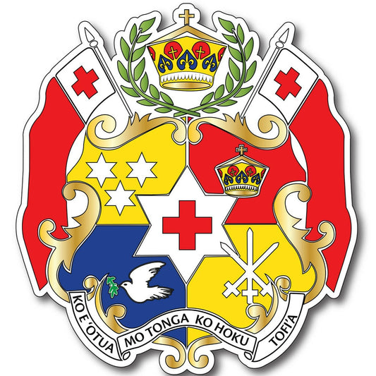Tongan Coat Of Arms White Outline Vinyl Car Sticker