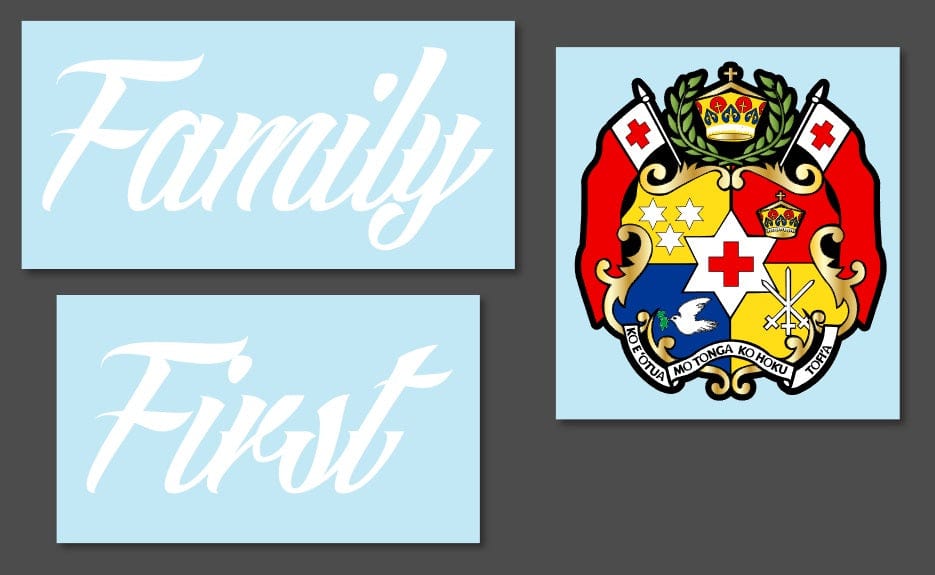 Family First Tonga Black Outline Sila Vinyl Car or Window Sticker 900 x 240mm