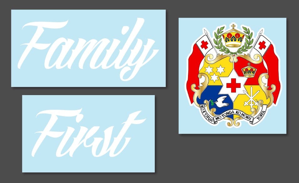 Family First Tonga White Outline Sila Vinyl Car or Window Sticker 900 x 240mm