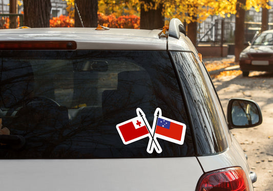 Tonga and Samoa Combined Flags Vinyl Stickers