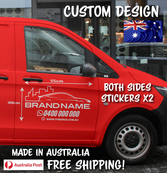 2 x Business Stickers @ 550 x 300mm Each Waterproof Vinyl