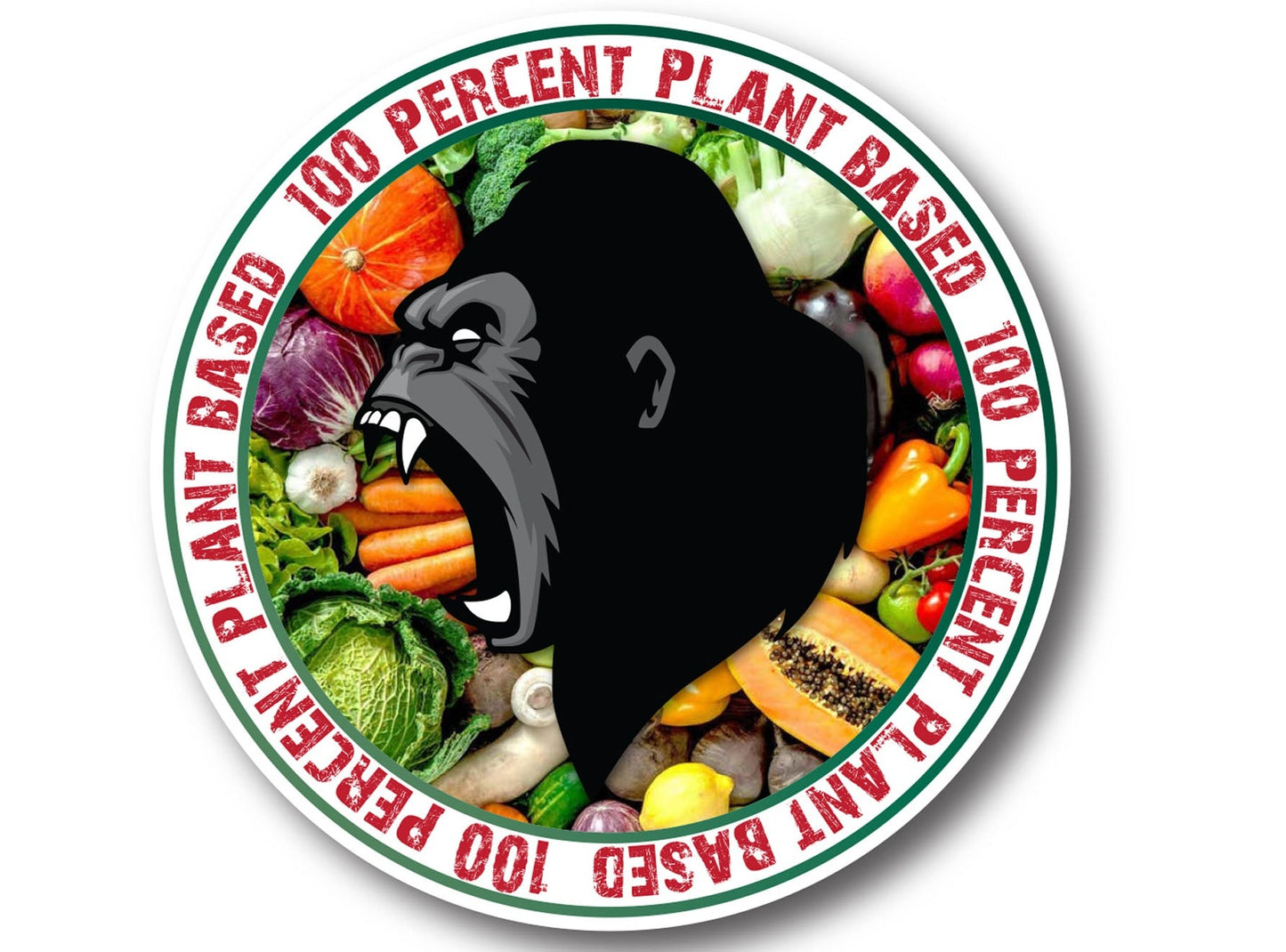 Vegan 100% Plant Based Ape Vinyl Sticker 100 x 100mm or 200 x 200mm